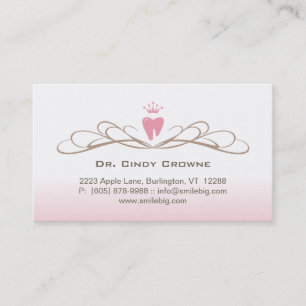 Dental Business Card Swirl Tooth Logo Pink Brown