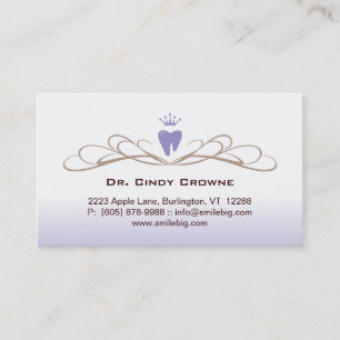 Dental Business Card Swirl Tooth Logo Purple Brown