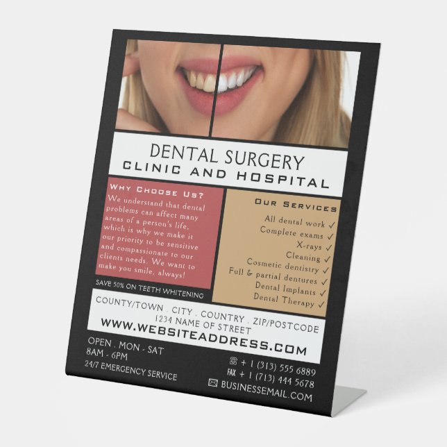 Dental Care, Dentistry, Dentist Advertising Pedestal Sign (Front)