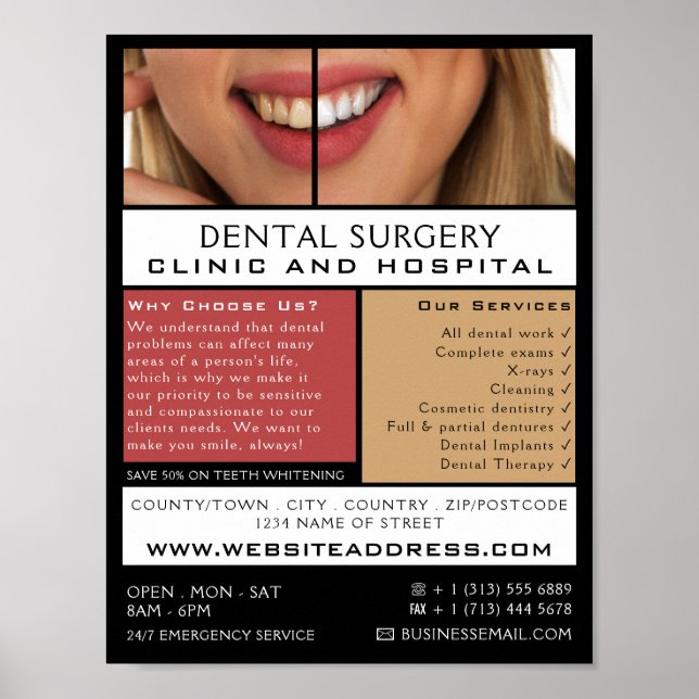 Dental Care, Dentistry, Dentist Advertising Poster (Front)