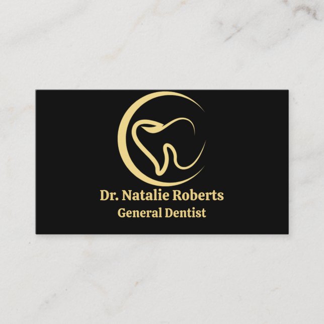 Dental Care Elegant Gold Tooth Logo Dentist  Appointment Card (Front)