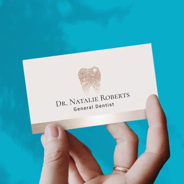 Dental Care Elegant Gold Tooth Logo Dentist Appointment Card (Creator Uploaded)