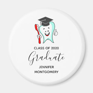 Dental Care Happy Tooth Graduation Cap Magnet
