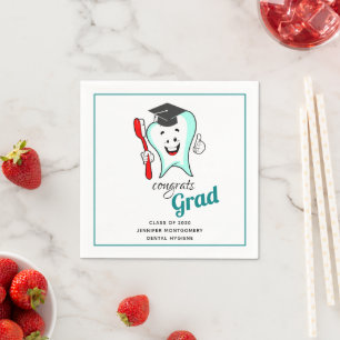 Dental Care Happy Tooth Graduation Cap Napkin