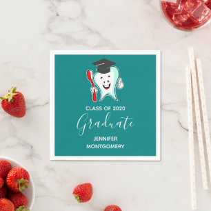 Dental Care Happy Tooth Graduation Cap Napkin