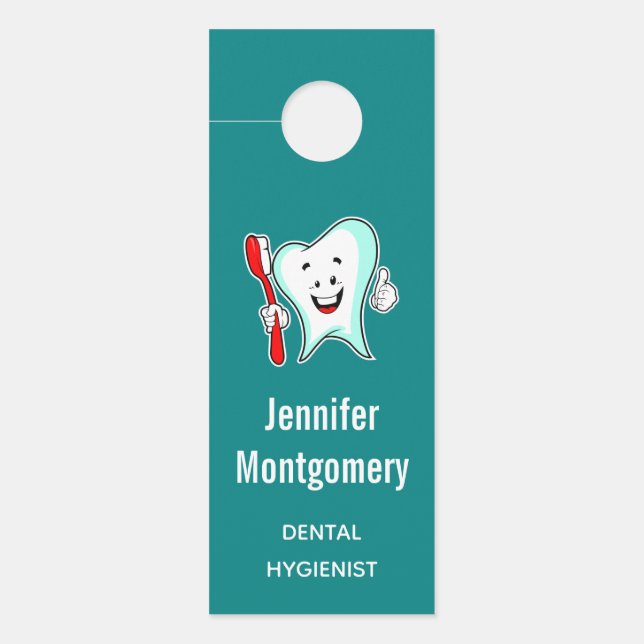 Dental Care Happy Tooth with Toothbrush Door Hanger (Front)