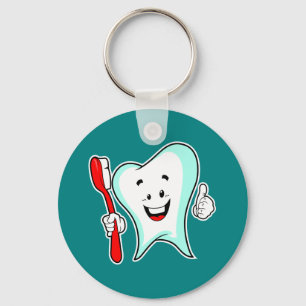 Dental Care Happy Tooth with Toothbrush Key Ring