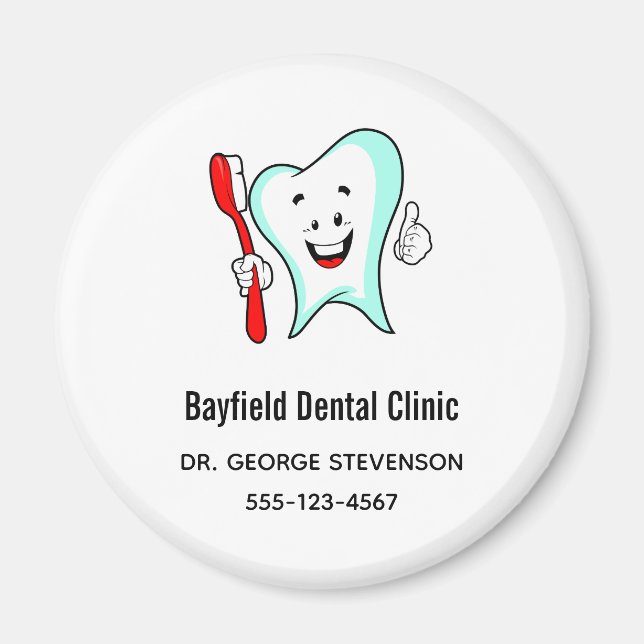 Dental Care Happy Tooth with Toothbrush Magnet (Front)