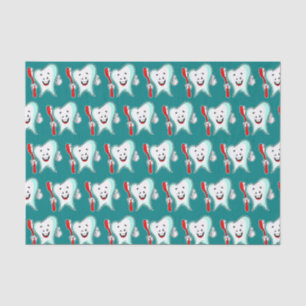 Dental Care Happy Tooth with Toothbrush Pattern Tissue Paper