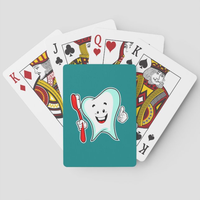 Dental Care Happy Tooth with Toothbrush Playing Cards (Back)