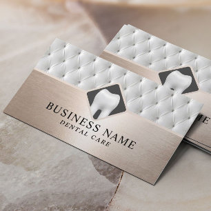 Dental Care Luxury Leather & Rose Gold Dentist Business Card