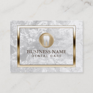 Dental Care Modern Marble Gold Border Dentist Business Card