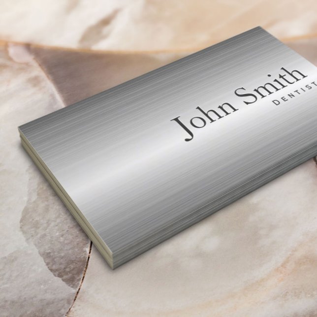 Dental Care Modern Metal Professional Dentist Business Card (Creator Uploaded)