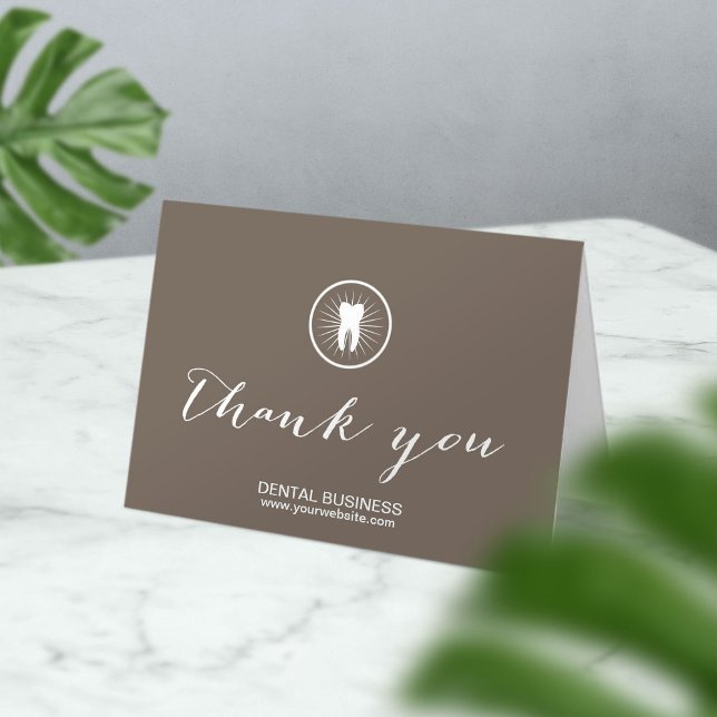 Dental Care Simple Tooth Icon Business Thank You Card (Creator Uploaded)