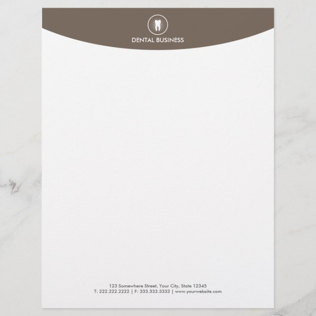 Dental Care Simple Tooth Icon Modern Dentist Customised Letterhead (Front)