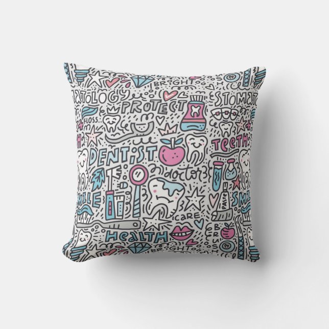 Dental Cartoon Pattern Cushion (Front)