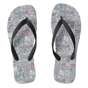 Dental Cartoon Pattern Flip Flops