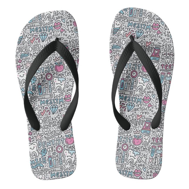 Dental Cartoon Pattern Flip Flops (Footbed)