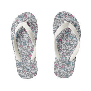 Dental Cartoon Pattern Kid's Flip Flops