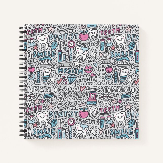 Dental Cartoon Pattern Notebook (Front)