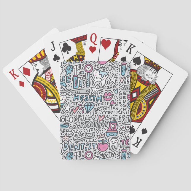Dental Cartoon Pattern Playing Cards (Back)