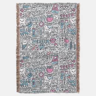 Dental Cartoon Pattern Throw Blanket