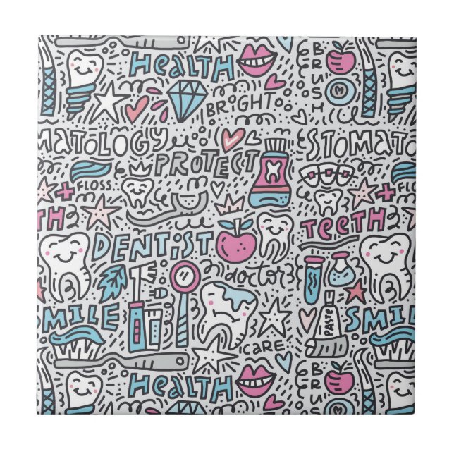 Dental Cartoon Pattern Tile (Front)