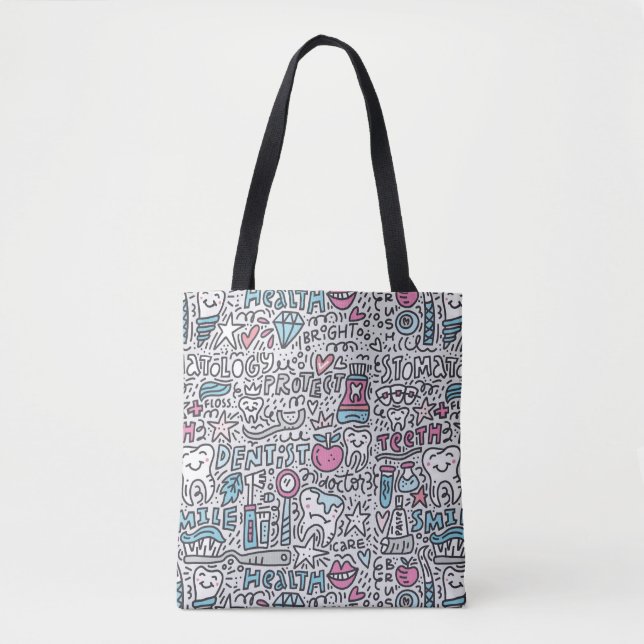 Dental Cartoon Pattern Tote Bag (Front)
