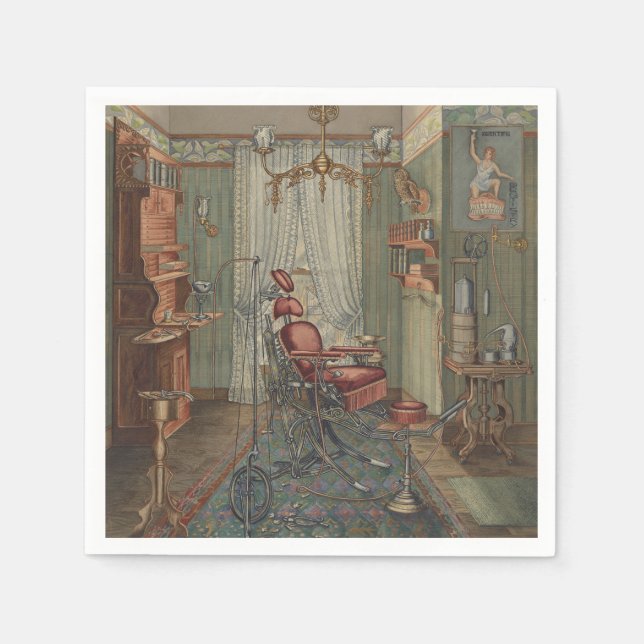 Dental Chair Operating Room Dentist Office Vintage Napkin (Front)