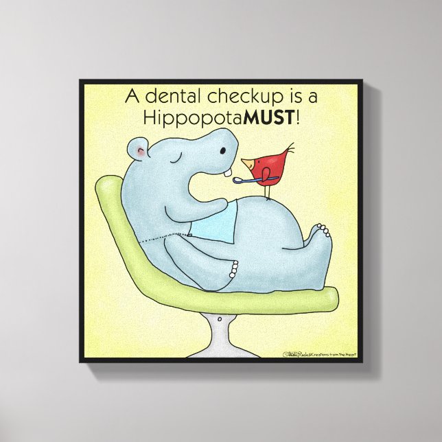 Dental Checkup Hippopotamus Canvas Print (Front)