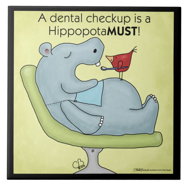 Dental Checkup Hippopotamus Tile (Front)