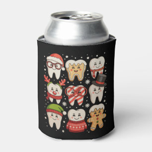 Dental Christmas Cute Teeth Dentist Santa Hat Xmas Can Cooler