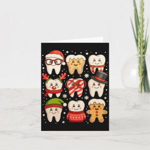 Dental Christmas Cute Teeth Dentist Santa Hat Xmas Card