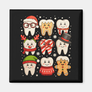 Dental Christmas Cute Teeth Dentist Santa Hat Xmas Magnet