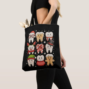 Dental Christmas Cute Teeth Dentist Santa Hat Xmas Tote Bag
