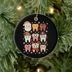 Dental Christmas Teeth Squad Cute Dentist Crew Xma Ceramic Tree Decoration