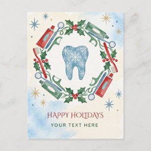 Dental Christmas Wreath Dentist Christmas Holiday Postcard