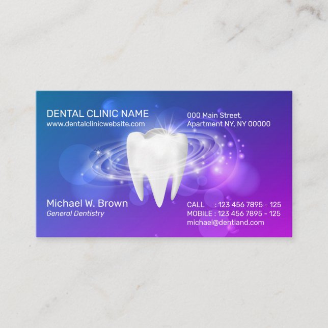 Dental Clinic Dentist Appointment 3d Teeth Business Card (Front)