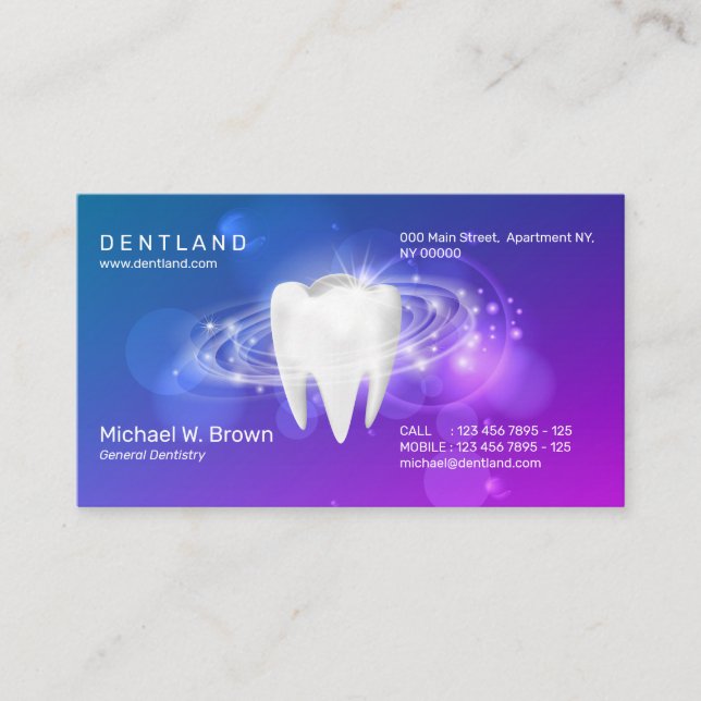 Dental Clinic Dentist Appointment Purple navy Business Card (Front)