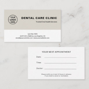 Dental Clinic Dentist Logo Professional Neutral Appointment Card