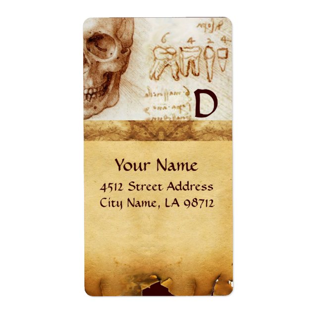 DENTAL CLINIC ,DENTIST MONOGRAM ,Antique Parchment (Front)