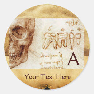 DENTAL CLINIC ,DENTIST MONOGRAM ,Antique Parchment Classic Round Sticker