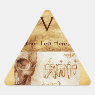 DENTAL CLINIC ,DENTIST MONOGRAM Parchment Triangle Sticker