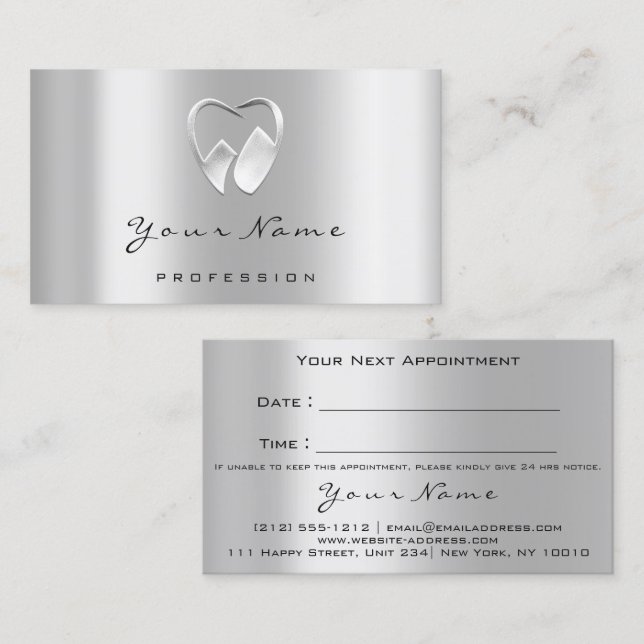 Dental Clinic Dentist Silver Logo VIP Appointment (Front/Back)