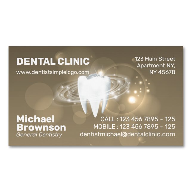 Dental Clinic Dentist Simple Teeth Whitening Magnetic Business Card (Front)