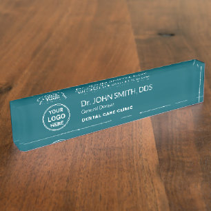 Dental Clinic Dentist Teal Professional Logo Nameplate
