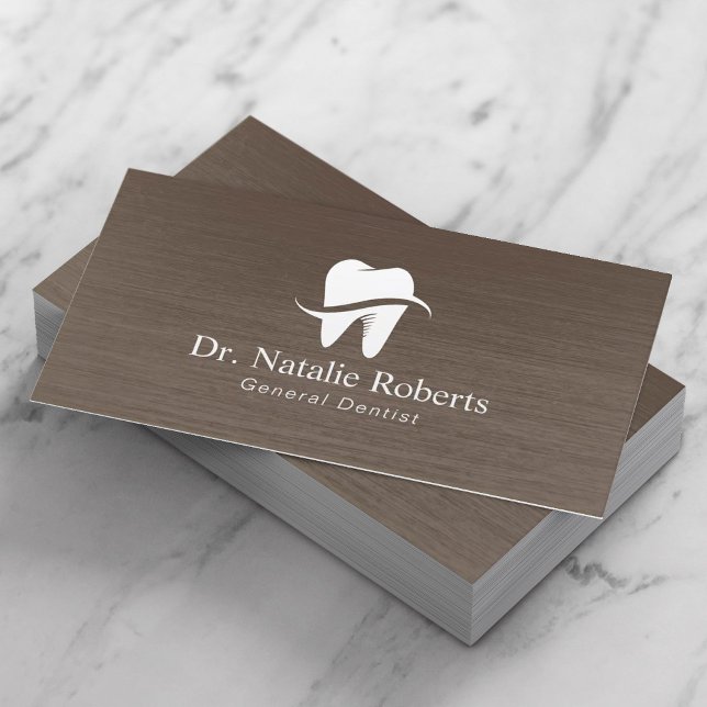 Dental Clinic Modern Tooth Logo Brown Dentist Appointment Card (Creator Uploaded)