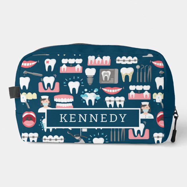 Dental Clinic Office Pattern Dopp Kit (Front)