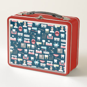 Dental Clinic Office Pattern Metal Lunch Box