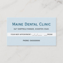 Dental Clinic Tooth Appointment Reminder Card Blue